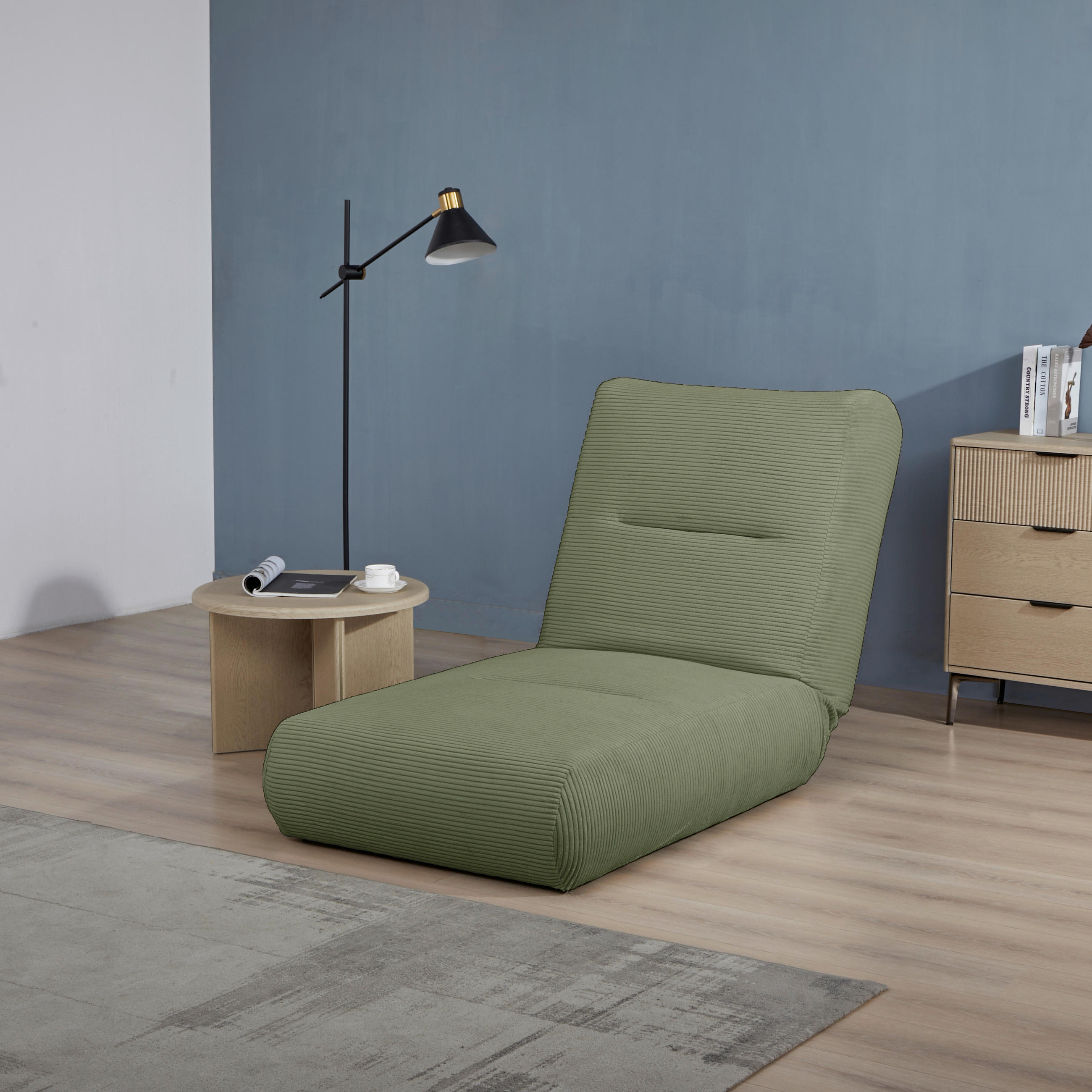 BÄDDFÅTÖLJ i manchester olivgrön  - olivgrön, Design, textil (81/88/160cm) - Livetastic