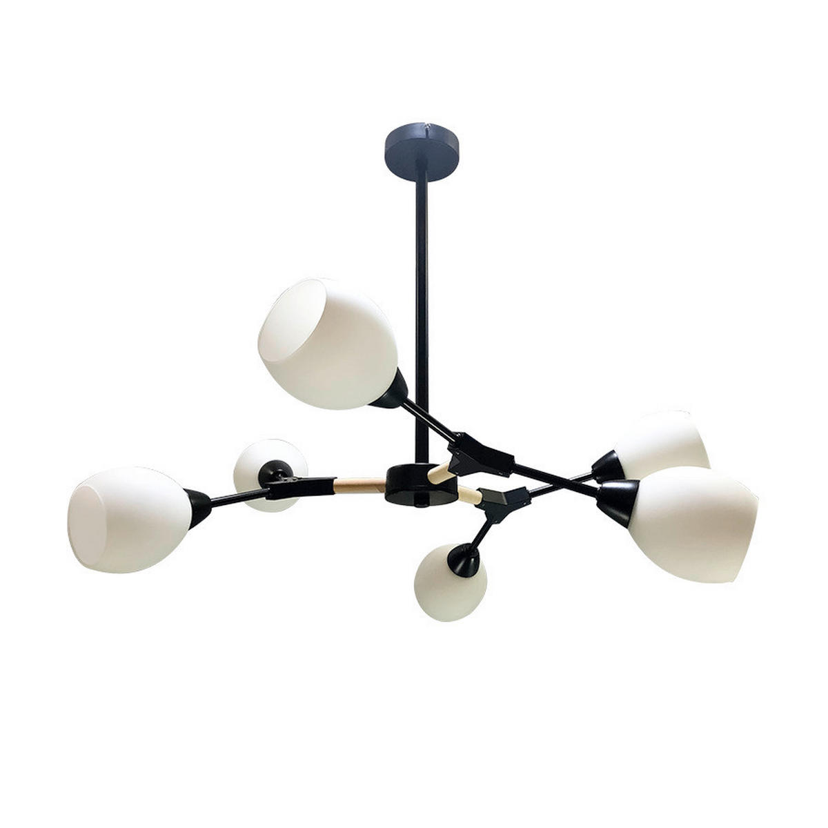 Lampă Suspendată  - alb/negru, Basics, sticlă/metal (73cm)