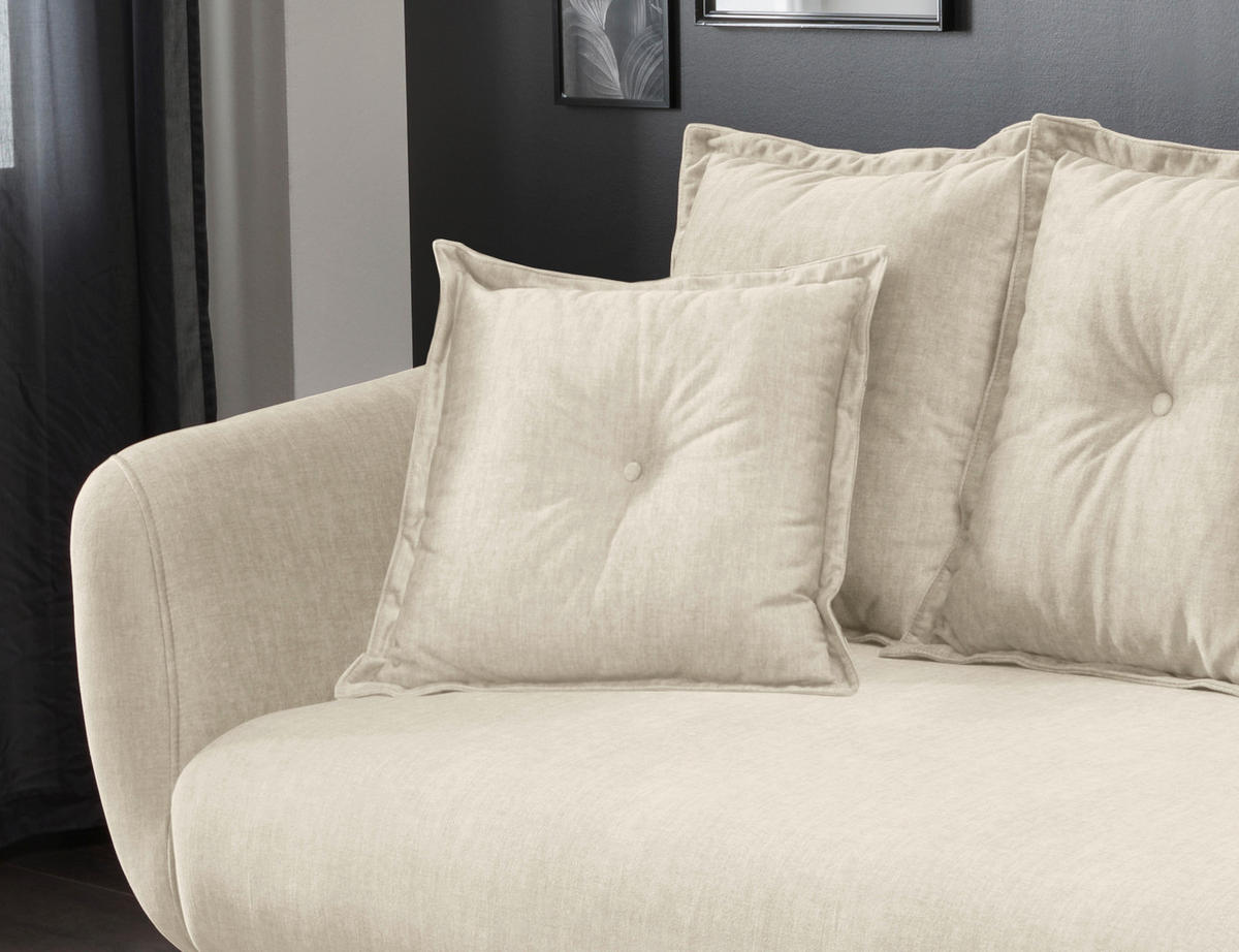 3-SITZER-SOFA in Velours Beige, Schwarz  - Beige/Schwarz, Modern, Textil/Metall (236/94/103cm) - Livetastic