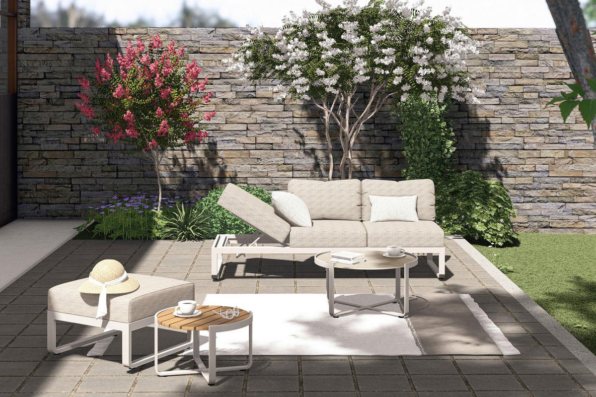 LOUNGESOFA 207/82/70 cm Aluminium  - Sandfarben/Mokka, Design, Textil/Metall (207/82/70cm) - Zebra 