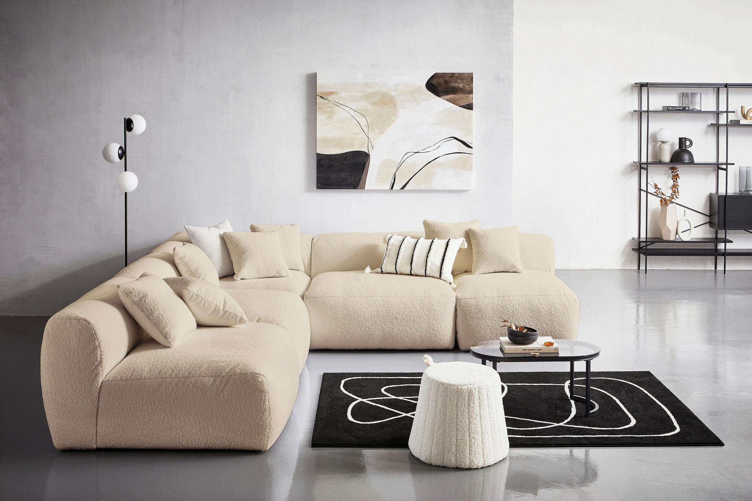 SOFAELEMENT in Flachgewebe, Teddystoff Beige - Beige, Trend, Textil (85/70/122cm) - Livetastic