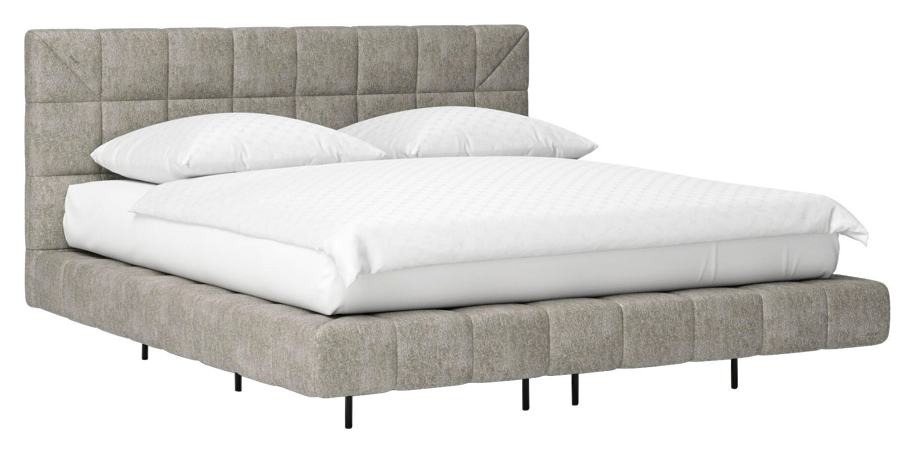 BOXSPRINGBETT 180/200 cm,  in Grau, Matratze, unterschiedliche Matratzenhärtegrade je Bettseite, H2 + H3 = mittel + fest  - Schwarz/Grau, Design, Textil/Metall (180/200cm) - Joop!