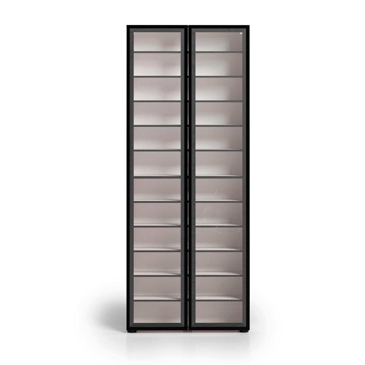 SCHUHSCHRANK Schwarz, Kaschmir  - Kaschmir/Schwarz, Design, Glas/Holzwerkstoff (80/200/34cm) - Voleo