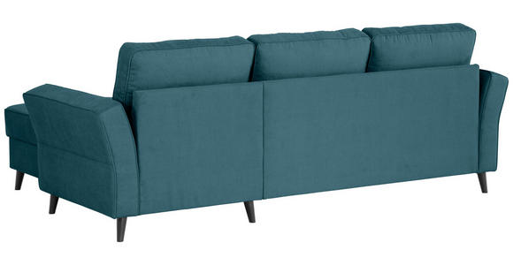 ECKSOFA in Velours Petrol  - Petrol/Schwarz, KONVENTIONELL, Holz/Textil (244/159cm) - Carryhome