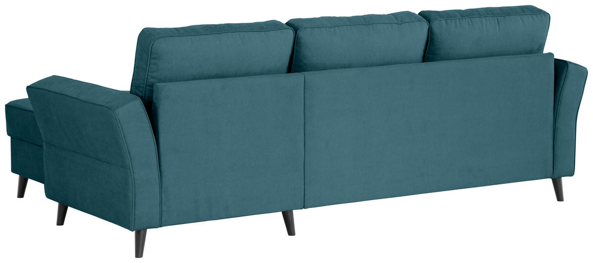 ECKSOFA in Velours Petrol  - Petrol/Schwarz, KONVENTIONELL, Holz/Textil (244/159cm) - Carryhome