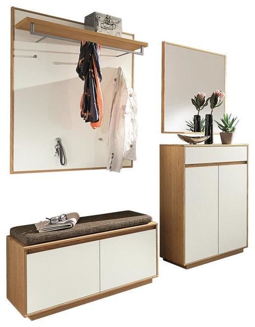 GARDEROBE 5-teilig  in 165/195/40 cm  - Hellbraun/Eichefarben, Basics, Glas/Holz (165/195/40cm)