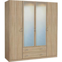 OMARA S KLASIČNIMI VRATI, hrast sonoma  - barve aluminija/hrast sonoma, Konvencionalno, umetna masa/steklo (181/197/54cm) - Boxxx