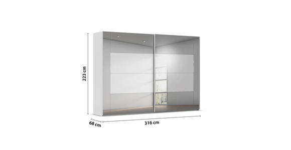 SCHWEBETÜRENSCHRANK 316/223/68 cm 2-türig Seidengrau  - Seidengrau, Design, Glas/Holzwerkstoff (316/223/68cm) - Xora