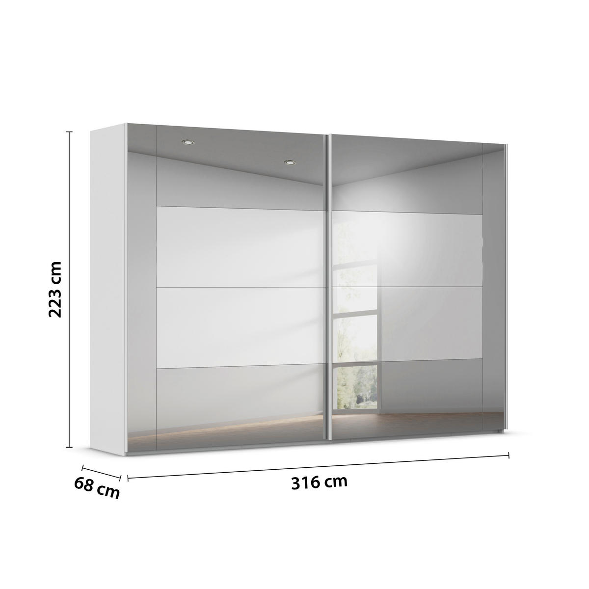 SCHWEBETÜRENSCHRANK 316/223/68 cm 2-türig Seidengrau  - Seidengrau, Design, Glas/Holzwerkstoff (316/223/68cm) - Xora