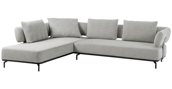 ECKSOFA Hellgrau Flachgewebe  - Hellgrau/Schwarz, Design, Textil/Metall (237/302cm) - Dieter Knoll