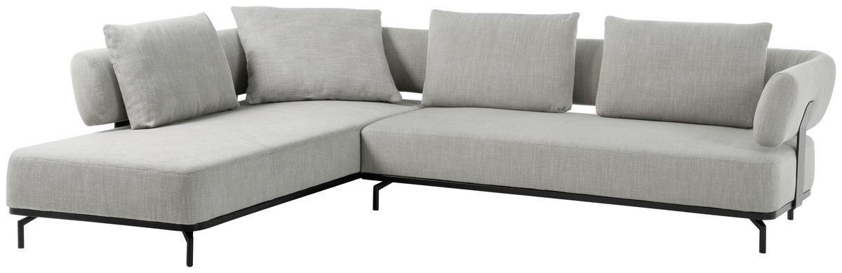 ECKSOFA in Flachgewebe Hellgrau  - Hellgrau/Schwarz, Design, Textil/Metall (237/302cm) - Dieter Knoll