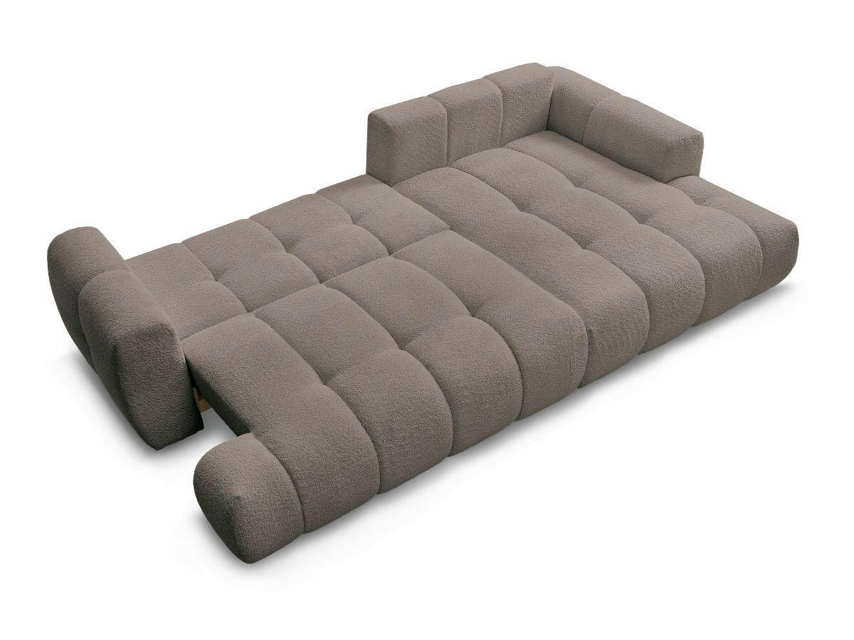 ECKSCHLAFSOFA FUJI Bouclé Taupe  inkl.  - Taupe/Schwarz, MODERN, Kunststoff/Textil (292/160cm)