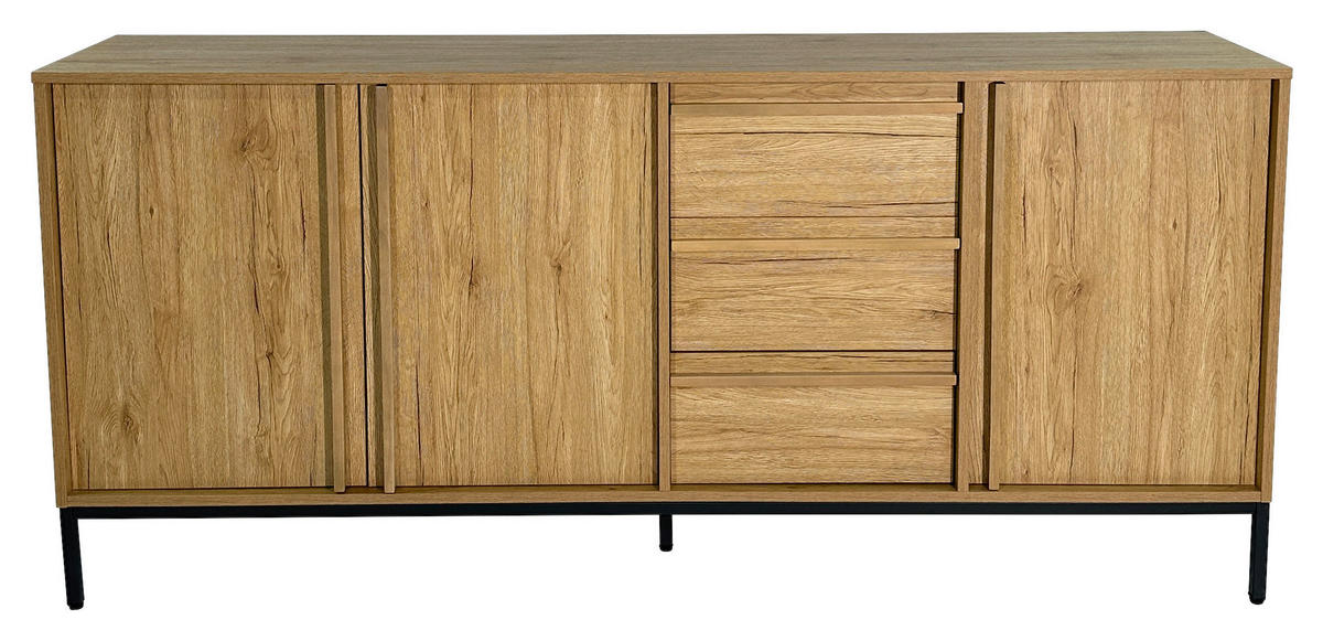 SIDEBOARD WABI  in 180/81/40 cm  - Eichefarben/Schwarz, Design, Holz/Holzwerkstoff (180/81/40cm) - Xora