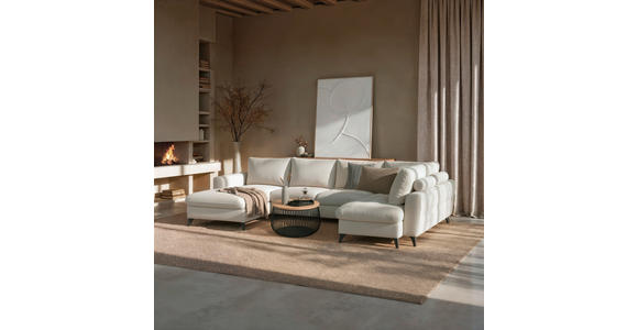 WOHNLANDSCHAFT Beige Chenille  - Beige/Schwarz, KONVENTIONELL, Textil/Metall (160/340/188cm) - Xora