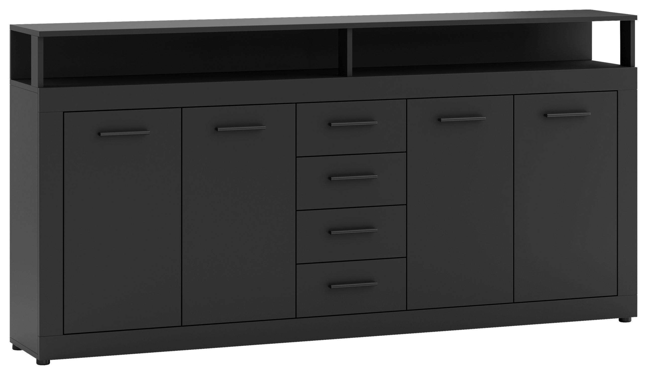 Thumbnail - Mid.you Sideboard, Anthrazit, Kunststoff, 2 Fächer, 4 Schubladen, 190x96x32 cm, stehend, in verschiedenen Holzdekoren er...