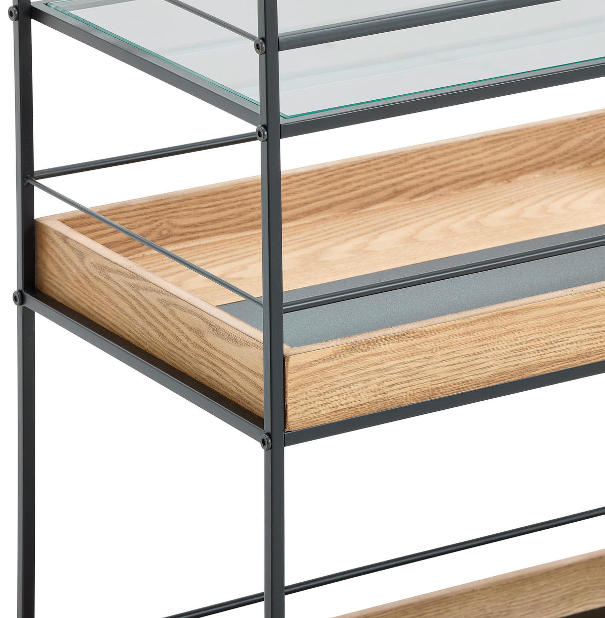 SERVIERWAGEN Tanne furniert Naturfarben, Schwarz  - Schwarz/Naturfarben, Design, Glas/Holz (62/75/35cm) - MID.YOU