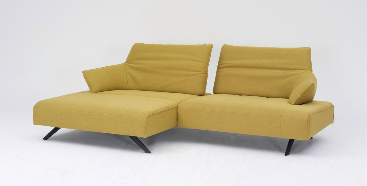 ECKSOFA in Struktur Currygelb  - Currygelb/Anthrazit, Design, Textil/Metall (165/276cm) - Himolla