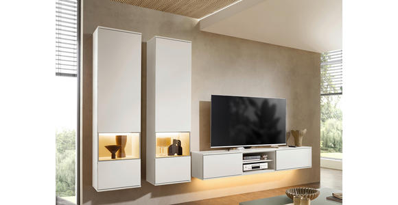 WOHNWAND  in Weiß  315/215/40 cm  - Weiß, KONVENTIONELL, Glas/Holzwerkstoff (315/215/40cm) - Venda