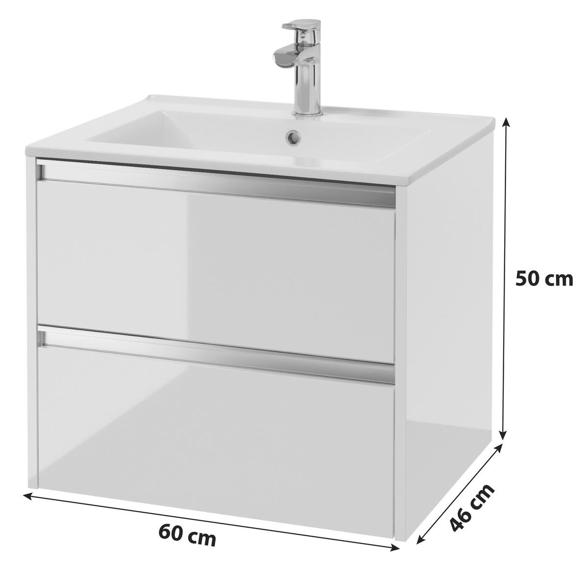 WASCHTISCHKOMBI 60 cm  - Alufarben/Weiß, Basics, Keramik/Holzwerkstoff (60cm) - MID.YOU