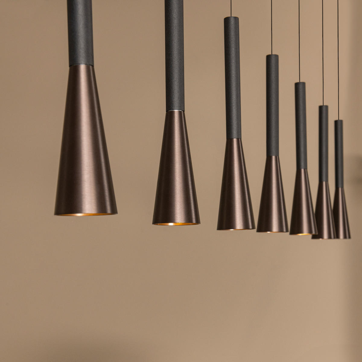 LED-PENDELLEUCHTE JOAKIM 12/130/164,3 cm   - Schwarz/Braun, Trend, Metall (12/130/164,3cm) - Lucide