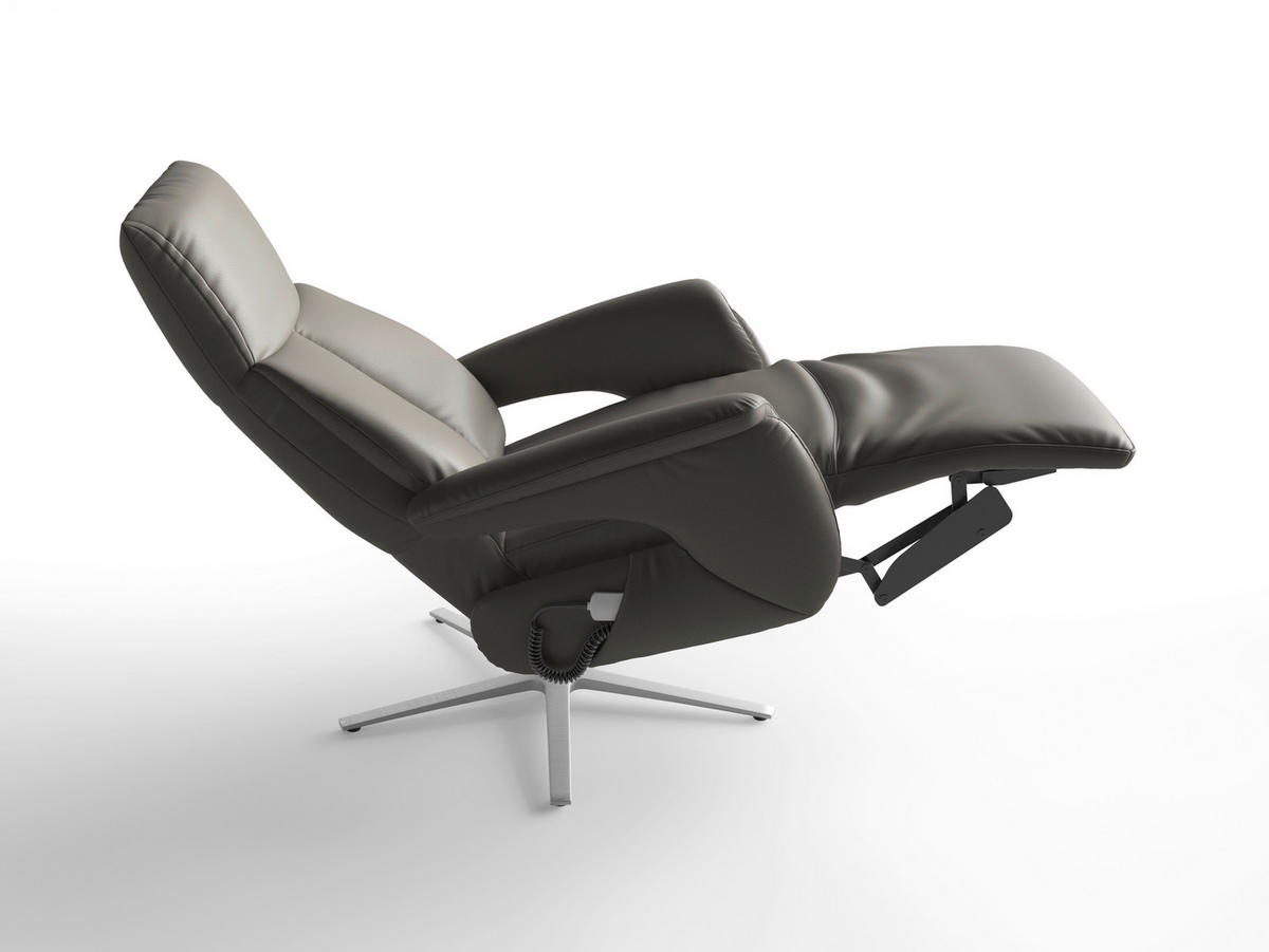 RELAXAČNÍ KŘESLO, kůže, antracitová - barvy stříbra/antracitová, Basics, kov/kůže (75/110/85cm) - Sit & More