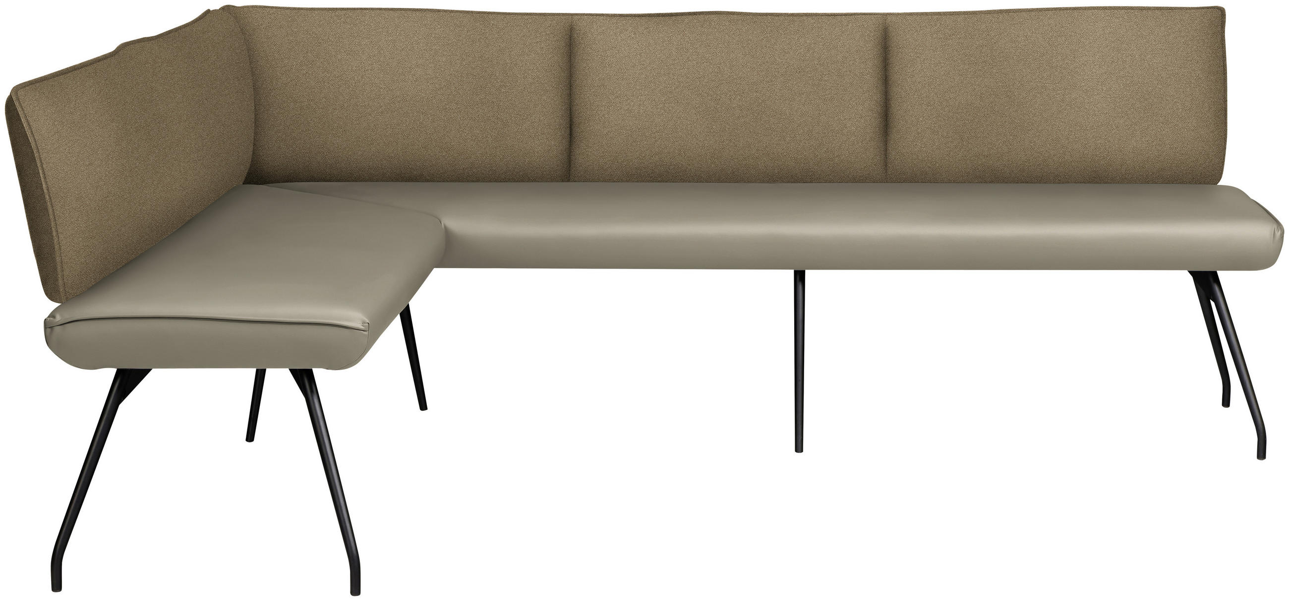 ECKBANK Textil, Metall Graubraun  - Graubraun/Schwarz, Design, Textil/Metall (155/215cm) - Moderano