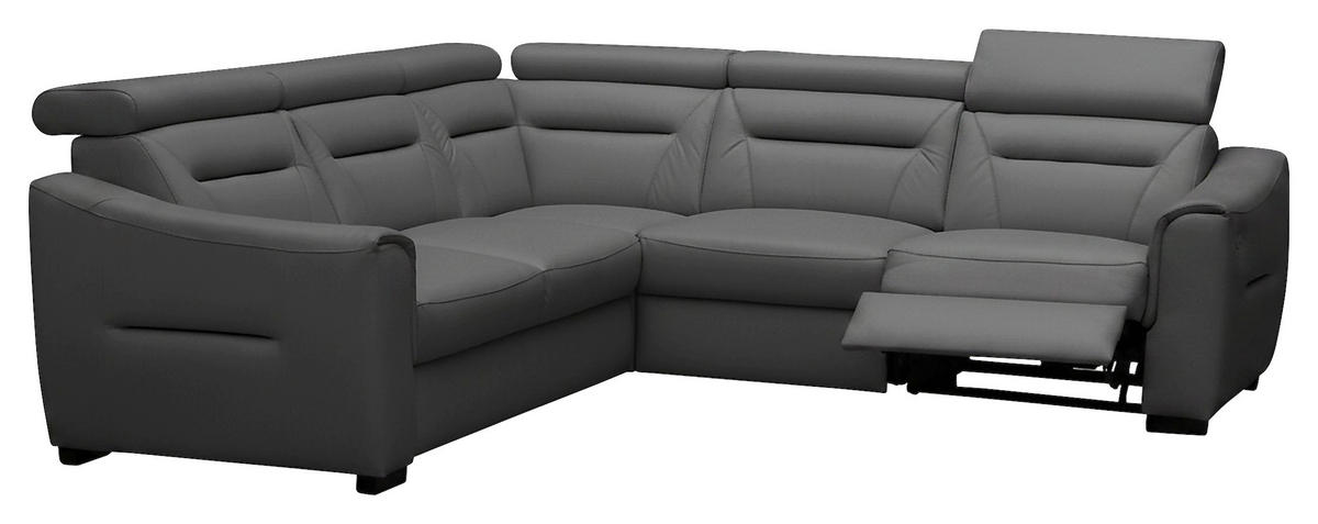 ECKSOFA  in Lederlook Echtleder Anthrazit  - Wengefarben/Anthrazit, Design, Leder/Holz (260/260cm) - Celina Home