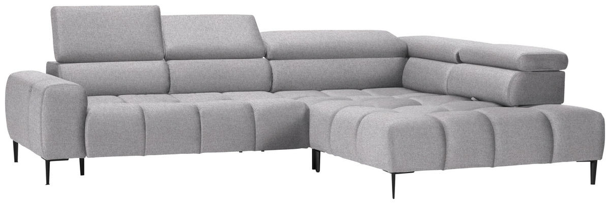 ECKSOFA Hellgrau Webstoff  - Hellgrau/Schwarz, Design, Textil/Metall (300/216cm) - Welnova