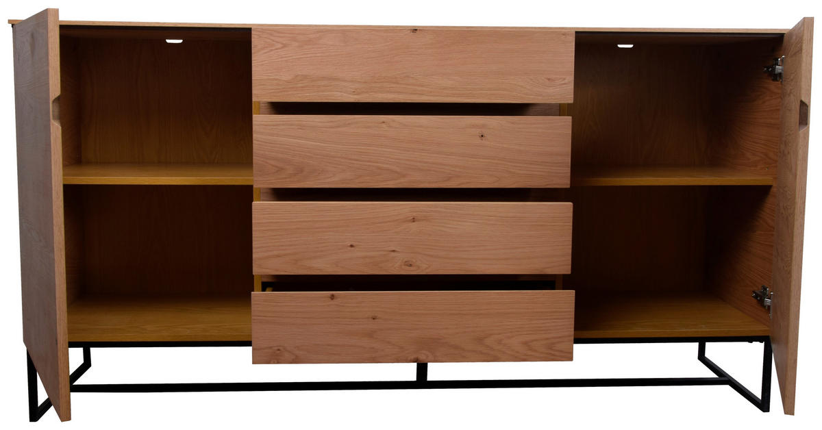 SIDEBOARD 165/86/40 cm  - svart/ekfärgad, Klassisk, metall/trämaterial (165/86/40cm) - home24