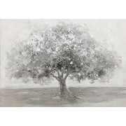 Bäume ÖLGEMÄLDE - Weiß/Grau, LIFESTYLE, Holz/Textil (70/100cm) - Monee