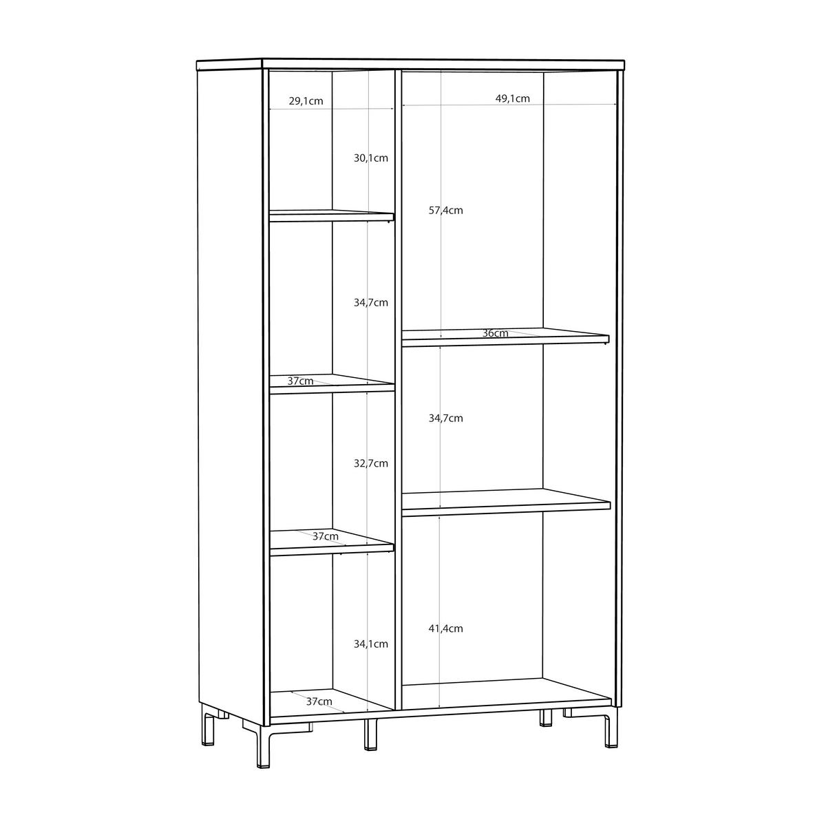 VITRINA, barve hrasta, peščene barve - črna/barve hrasta, Moderno, kovina/umetna masa (83,1/149,4/41,9cm) - Hom`in