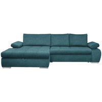 ECKSOFA Petrol Flachgewebe  - Chromfarben/Petrol, Design, Kunststoff/Textil (173/294cm) - Carryhome