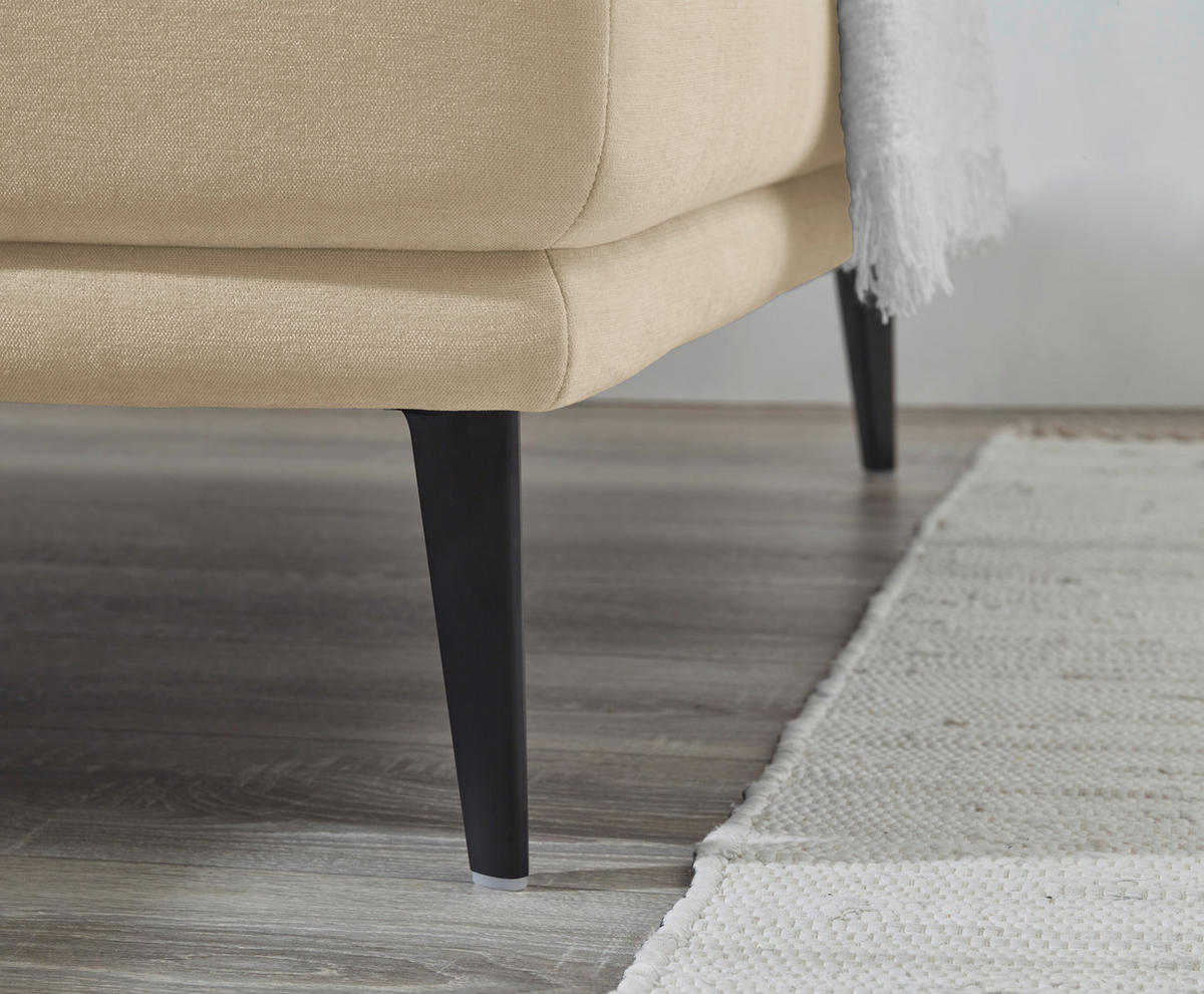 ECKSOFA Naturfarben Flachgewebe  - Schwarz/Naturfarben, KONVENTIONELL, Textil/Metall (279/193cm) - SetOne by Musterring