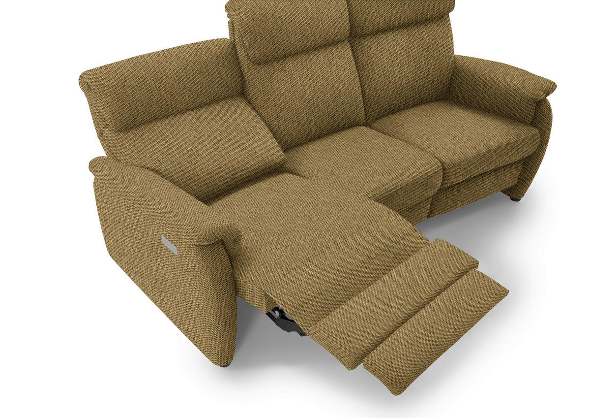 TRAPEZSOFA in Flachgewebe Messingfarben  - Messingfarben/Schwarz, Konventionell, Textil/Metall (219/107/97cm) - Pure Home Comfort