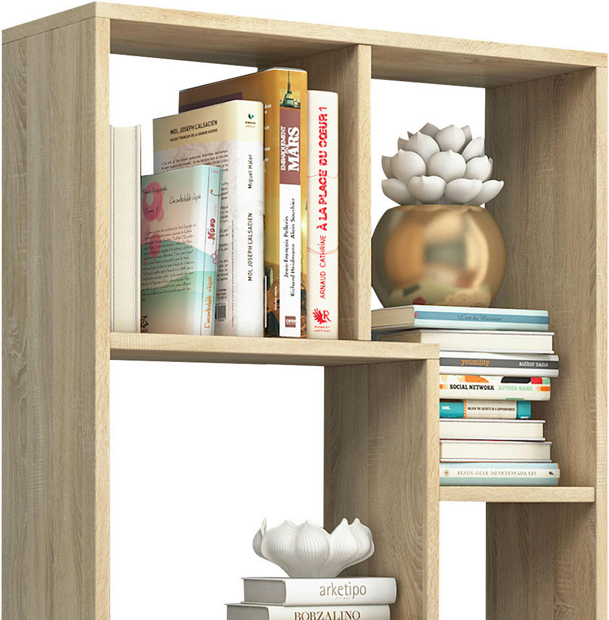 Standregal in Sonoma Eiche  60/119/20 cm Sonoma Eiche  - Schwarz/Sonoma Eiche, Basics, Holzwerkstoff/Kunststoff (60/119/20cm) - MID.YOU