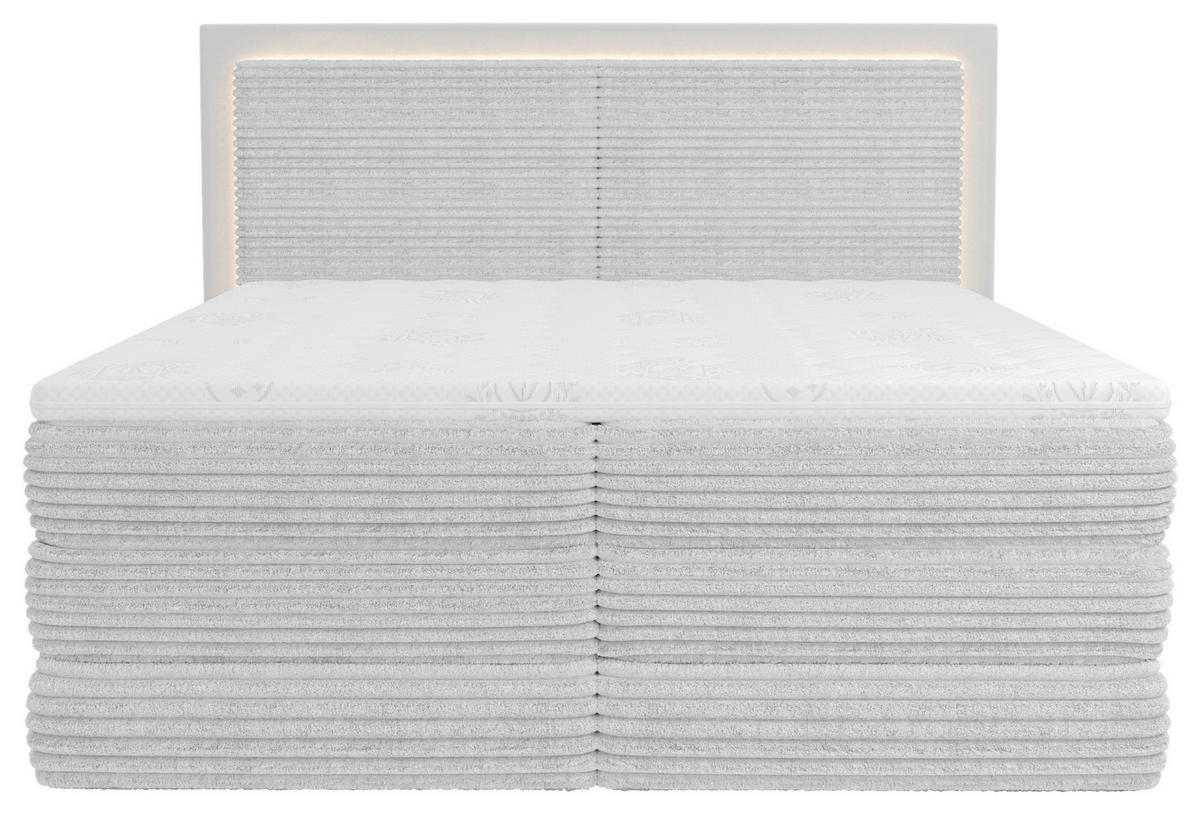 BOXSPRINGBETT 180/200 cm  in Hellgrau  - Hellgrau/Schwarz, Trend, Holz/Holzwerkstoff (180/200cm) - Boxxx