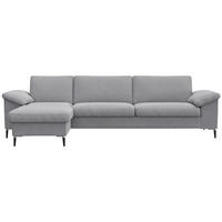 ECKSOFA Hellgrau Flachgewebe  - Hellgrau/Alufarben, Design, Textil/Metall (159/274cm) - Livetastic