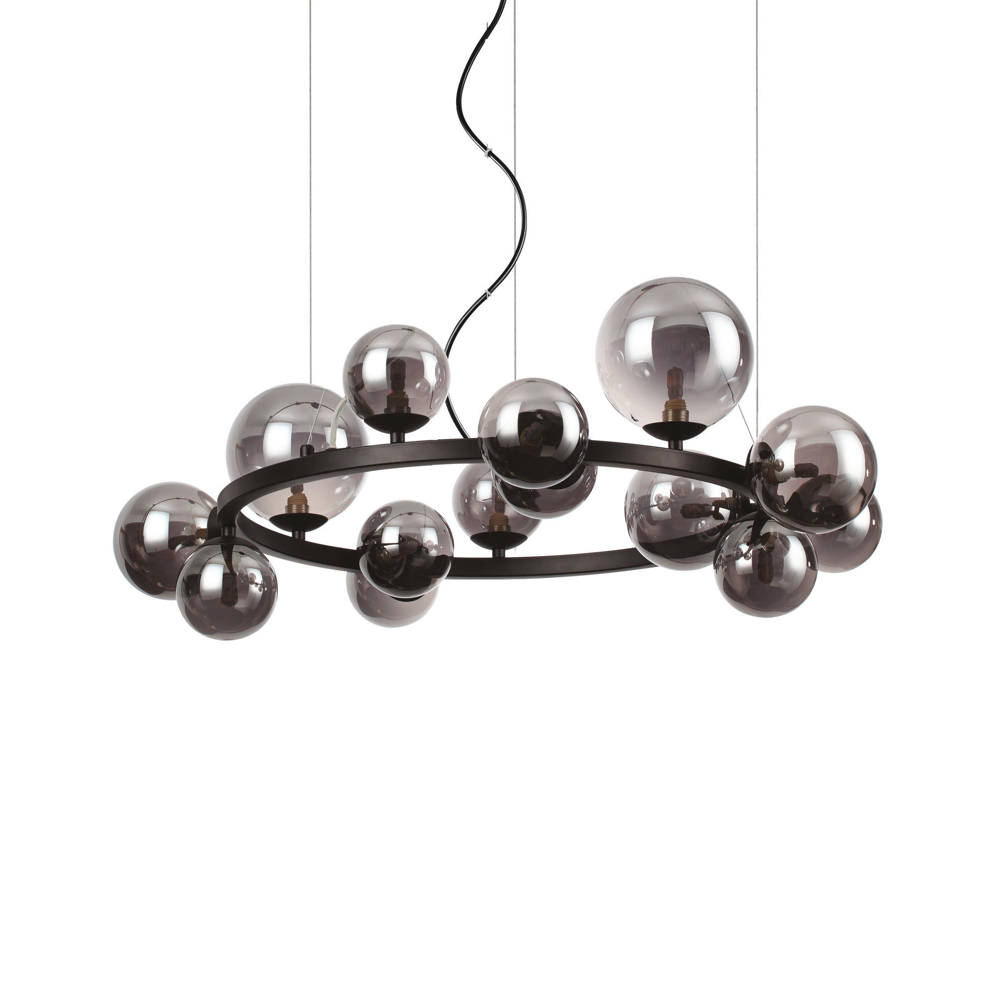HÄNGELEUCHTE 85/55/230 cm  - Schwarz, Design, Glas/Metall (85/55/230cm) - Ideal Lux