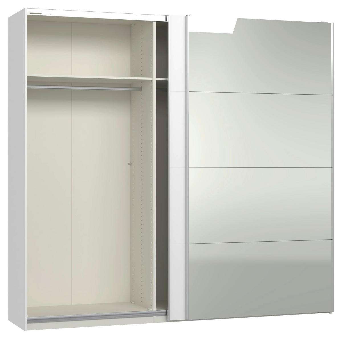 SCHWEBETÜRENSCHRANK 253/236/65 cm 2-türig Weiß  - Silberfarben/Weiß, Design, Glas/Holzwerkstoff (253/236/65cm) - Jutzler