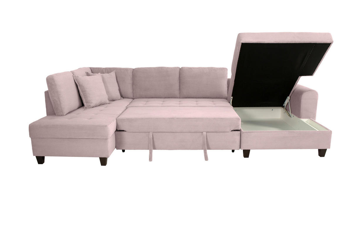 WOHNLANDSCHAFT MORITZ Rosa Cord  - Rosa, Trend, Textil (178/324/155cm) - P & B