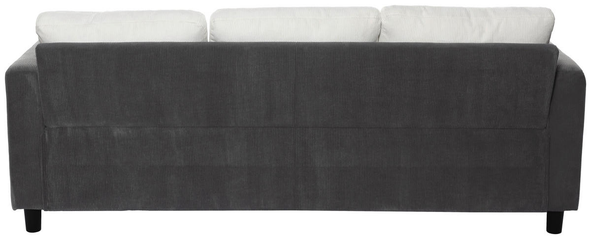 ECKSOFA Weiß Cord  - Dunkelgrau/Schwarz, Design, Kunststoff/Textil (198/135cm) - P & B