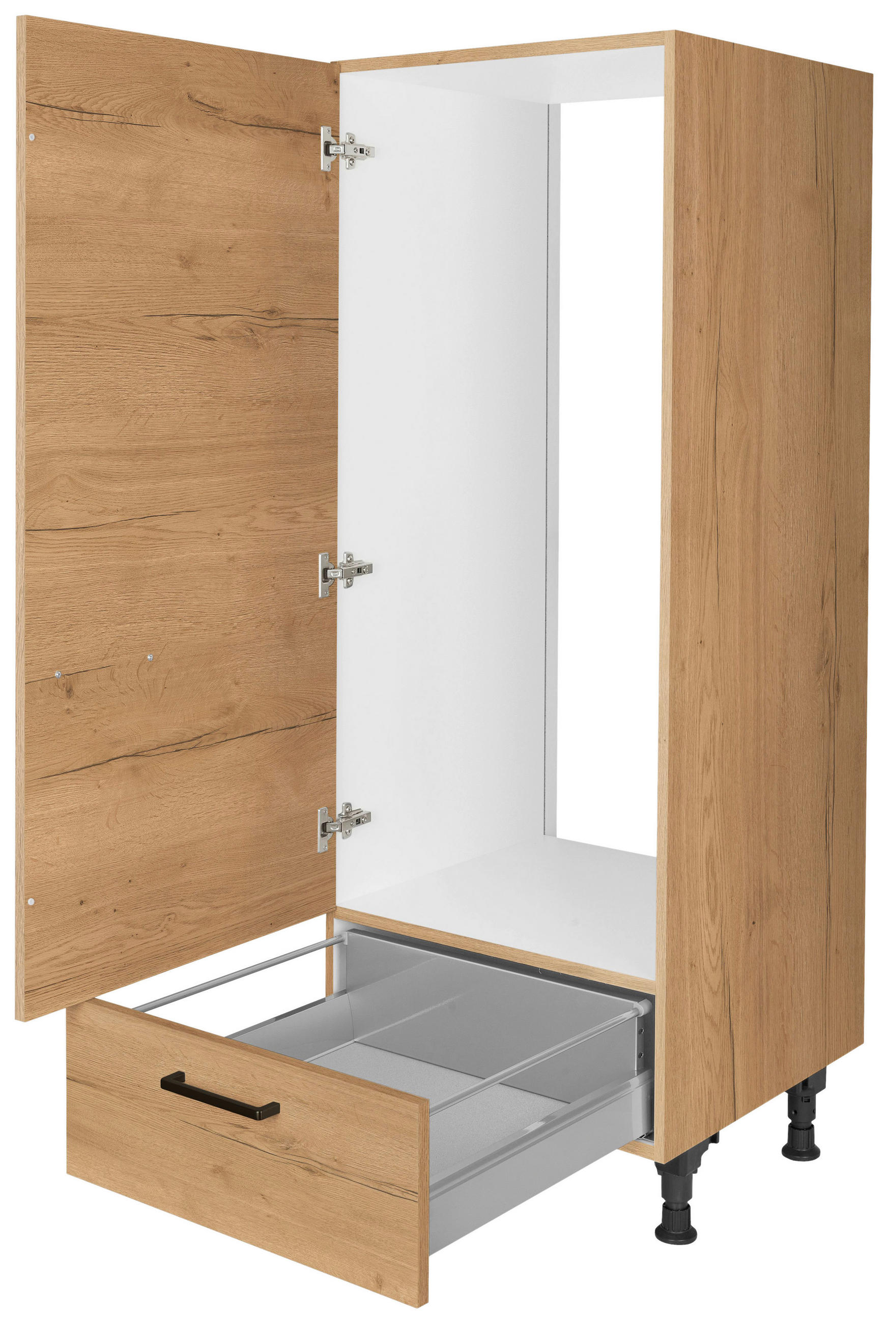 GERÄTEUMBAUSCHRANK 60/168/58 cm  in Eichefarben  - Eichefarben/Schwarz, MODERN, Holzwerkstoff/Metall (60/168/58cm) - Nobilia