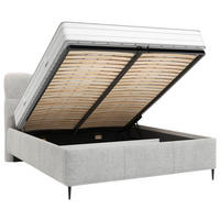 POLSTERBETT 180/200 cm, inkl. gepolstertes Kopfteil, Lattenrost,  in Silberfarben  - Silberfarben/Schwarz, Design, Holz/Textil (180/200cm) - Boxxx