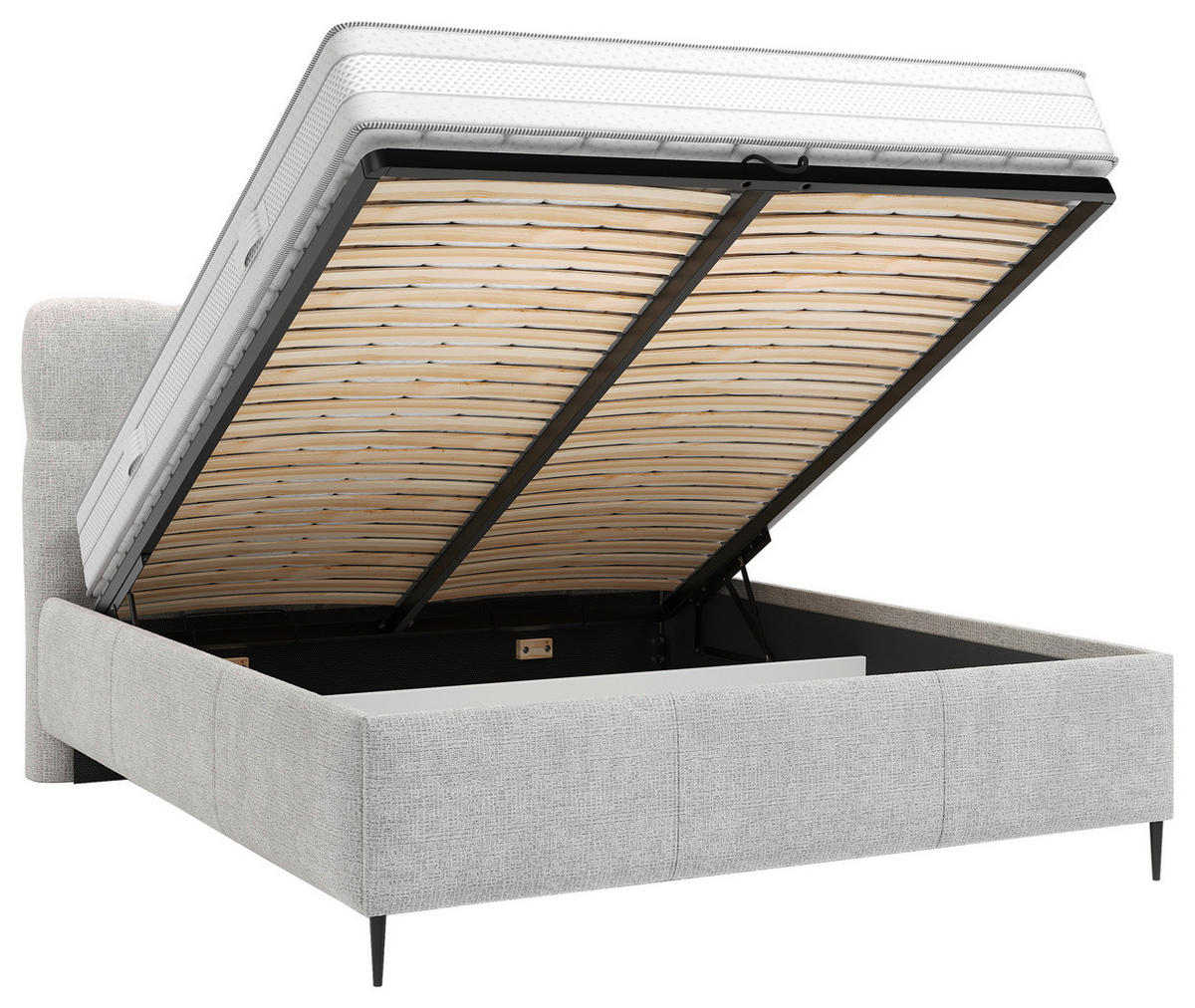 POLSTERBETT gepolstertes Kopfteil, Lattenrost 200/200 cm  in Silberfarben  - Silberfarben/Schwarz, Design, Holz/Textil (200/200cm) - Boxxx