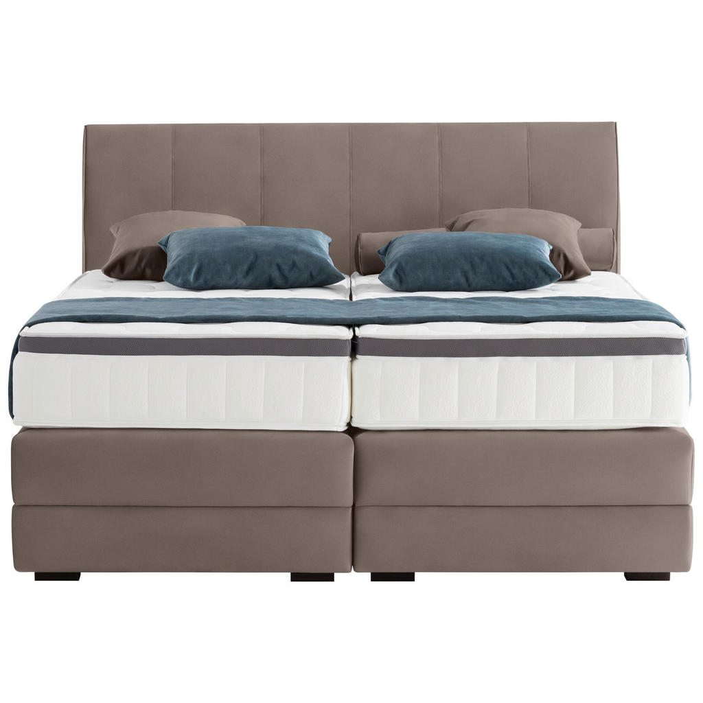 Thumbnail - Novel Boxspringbett, Mokka, Textil, Wenge, H2 + H3, 7-Zonen, Höhe ca. 27 cm, 180x200 cm, Bettkasten, gepolstertes Kopfte...