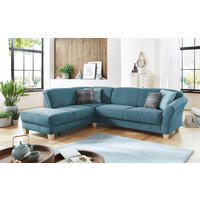 ECKSOFA Petrol Flachgewebe  - Petrol/Naturfarben, KONVENTIONELL, Holz/Textil (212/257cm) - Sit & More