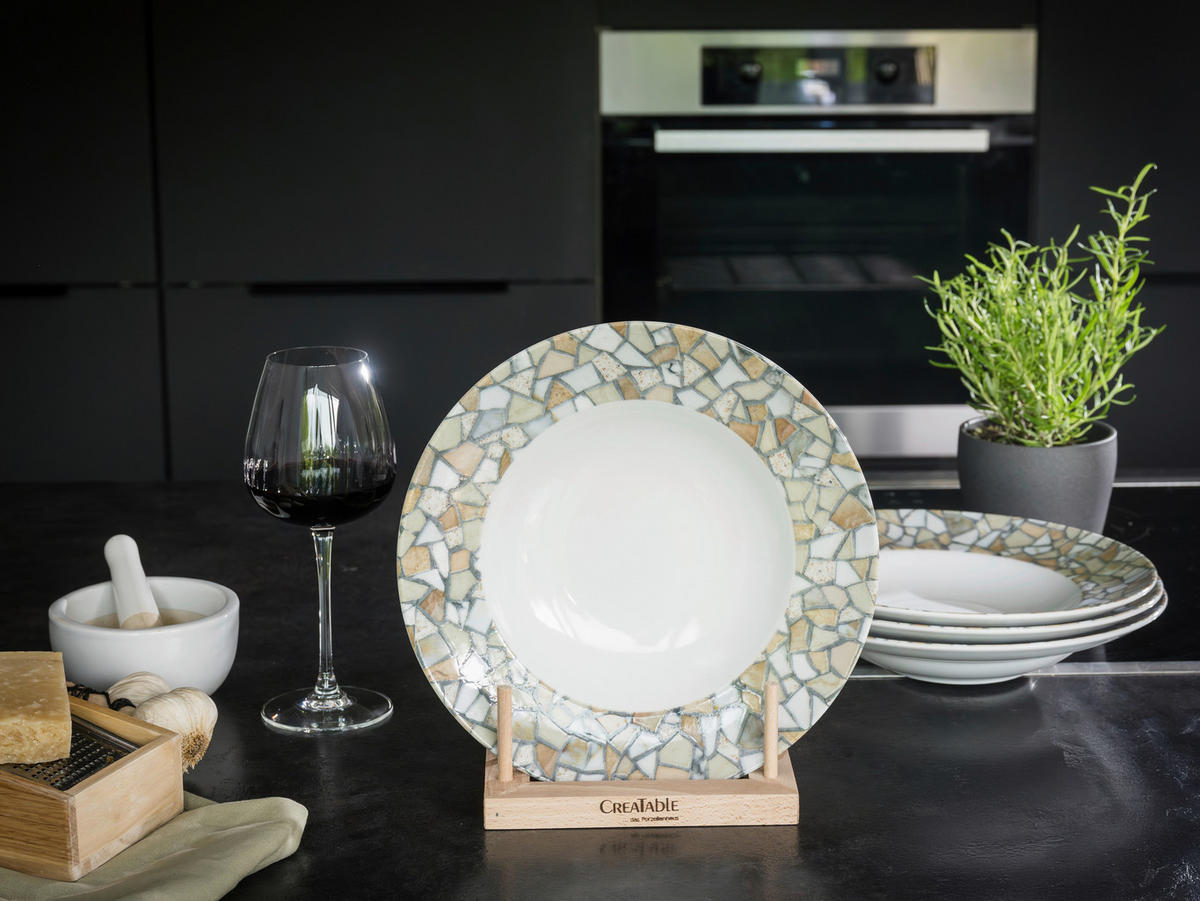 PASTATELLER Weiß, Beige Stone Collection Siena 4-teilig  - Beige/Weiß, Basics, Keramik - Creatable