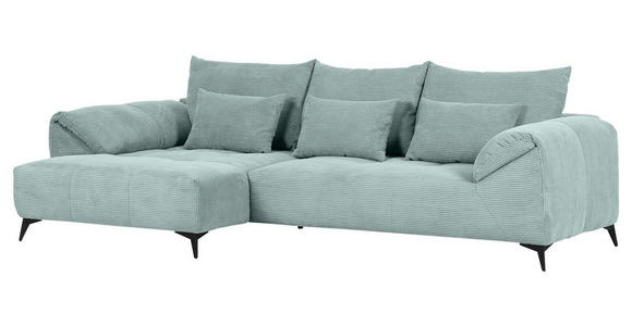 ECKSOFA in Cord Mintgrün  - Schwarz/Mintgrün, KONVENTIONELL, Textil/Metall (176/311cm) - Carryhome