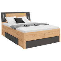 STAURAUMBETT 140/200 cm  in Graphitfarben, Eiche Artisan  - Graphitfarben/Eiche Artisan, KONVENTIONELL, Holzwerkstoff (140/200cm)