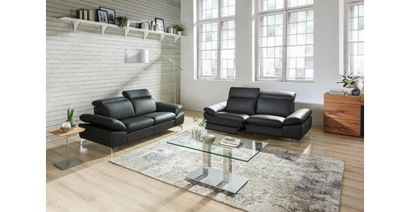 ZWEISITZER-SOFA in Leder, Metall, Textil Chromfarben, Dunkelgrau - Chromfarben/Dunkelgrau, Design, Leder/Textil (200/80/104cm) - Xora